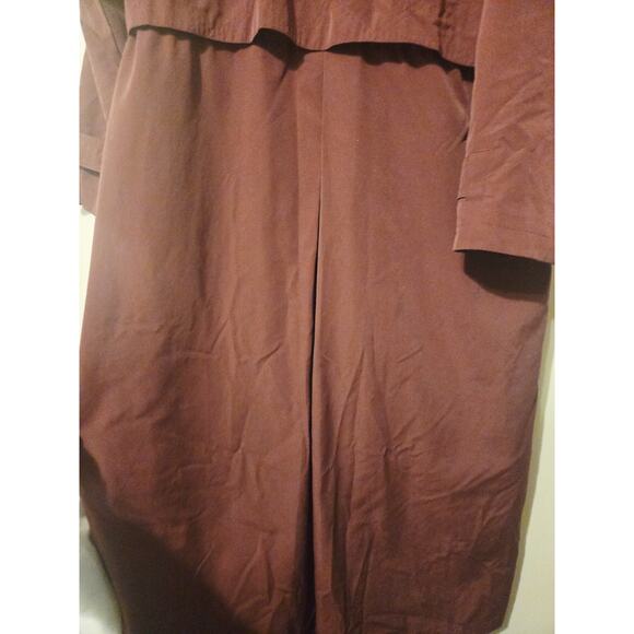 L.L. Bean VTG Burgundy L Women Zip-up Trench Over Coat W/ Hood & Wool Liner - Picture 4 of 8